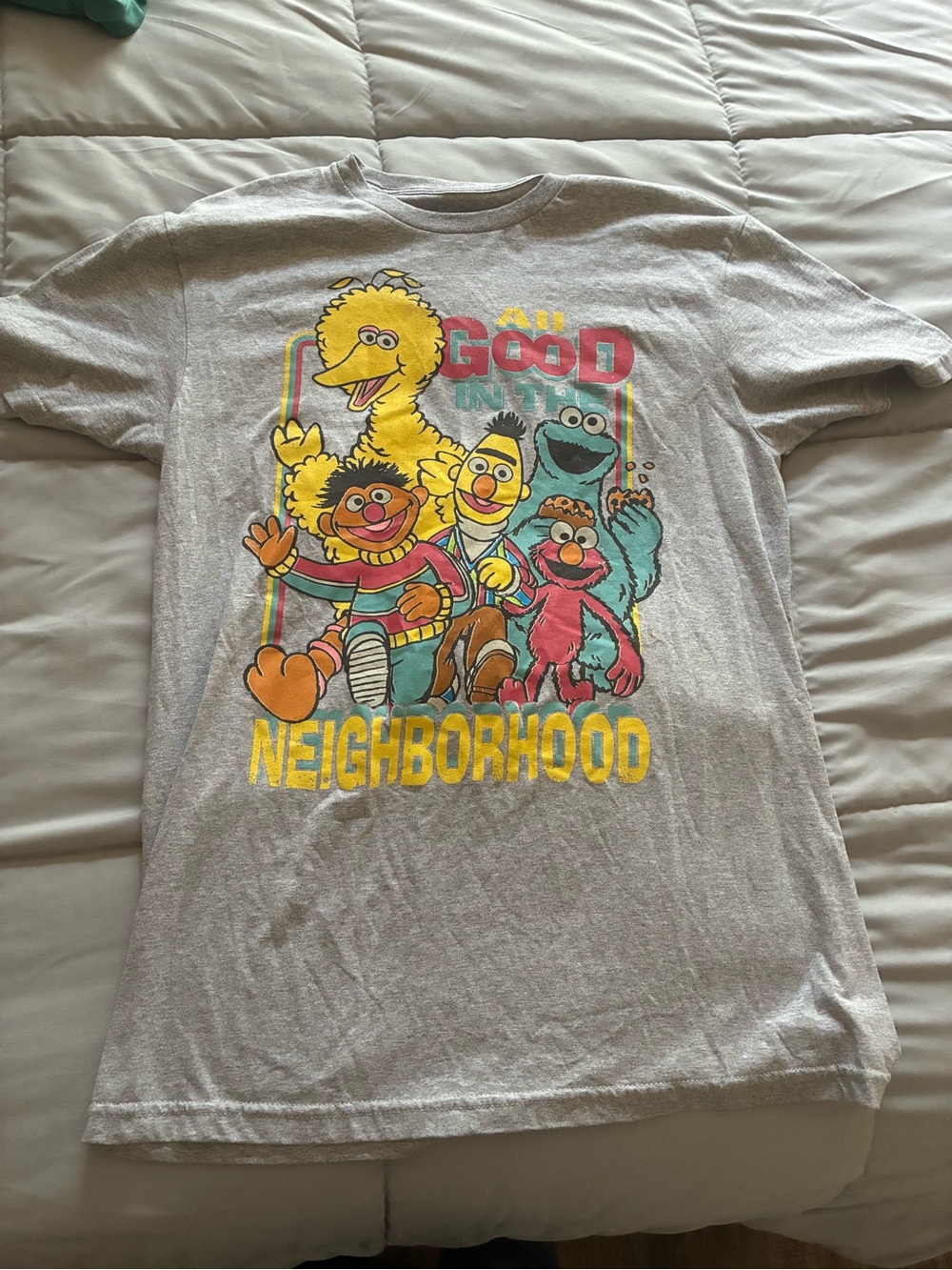 MAD Engine Gray Sesame Street Neighborhood Graphic Tee